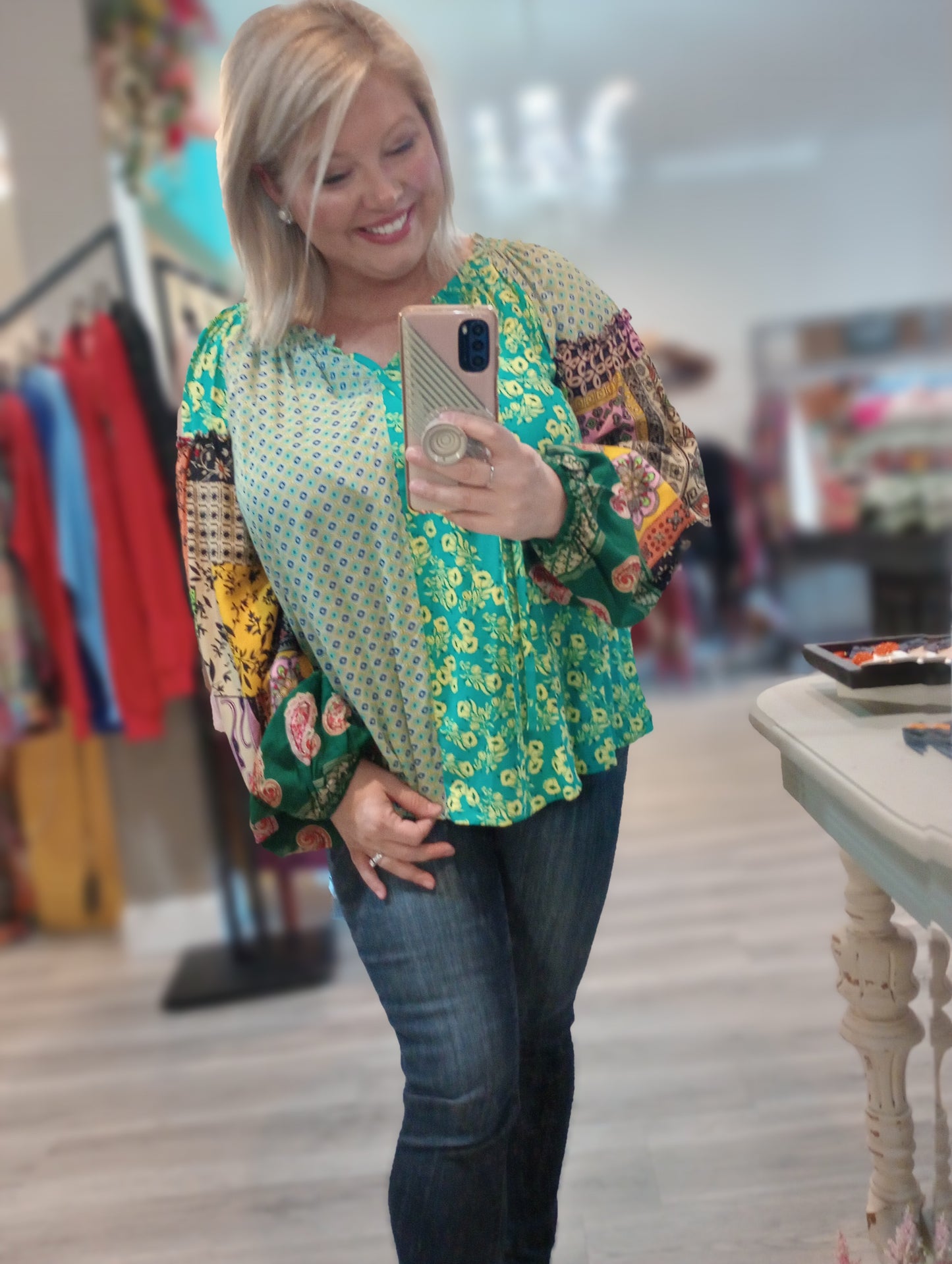 Green Patterned Top